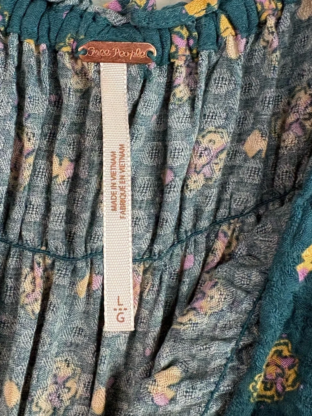 Free People Clementina Asymmetrical Mini Dress Teal Blue size Large Oversized